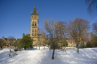 Main building in the snow