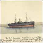 Coloured sketch of the SS Bermeo, sketched from Dover, titled 