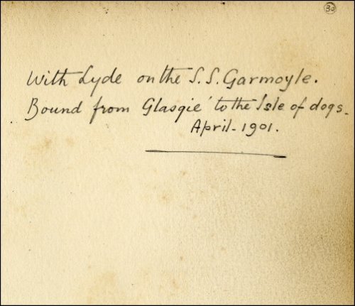 Introduction to the sketches relating to the trip from Glasgow to the Isle of Dogs on the 'SS Garmoyle', titled 