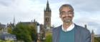 Professor Sreevas Sahasranamam with University tower in background