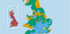 Two maps of UK showing local authorities Inclusive Economy Data as coloured visualisations