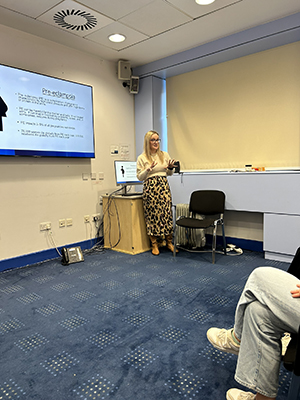 Dr Helen Casey giving a talk