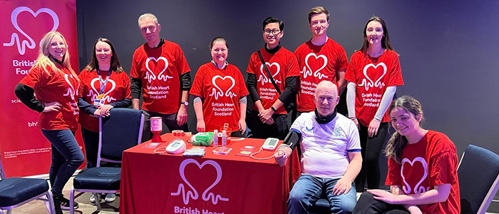 Team taking blood pressure at Ibrox