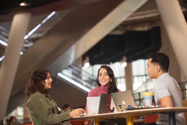 A group of students studying in the James McCune Smith Learning Hub