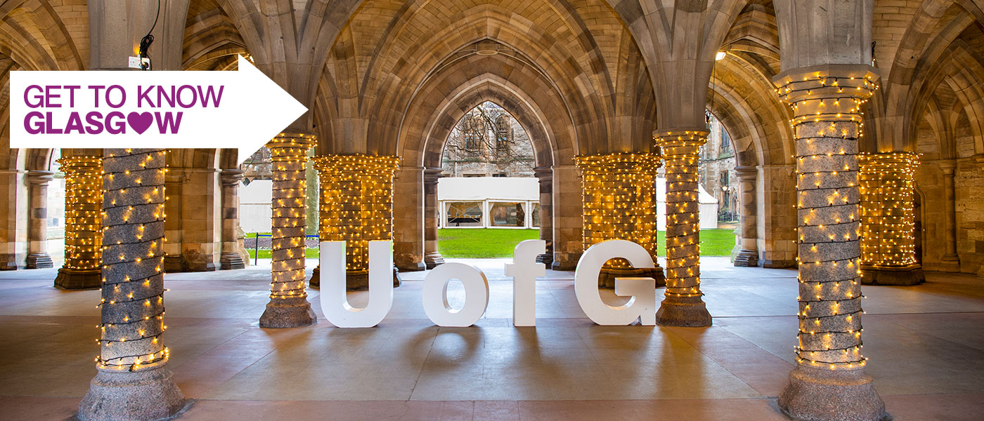 UofG letters in cloisters