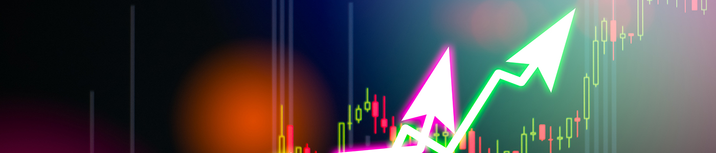 Showing the trading graph over the abstract blurred photo, business graph and trade monitor of Investment Futures market, app interface is to trade stocks, currencies. stock broker tool.