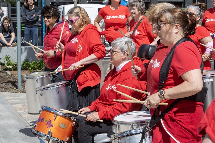 Drummers play at Byres Community Hub Day 2024