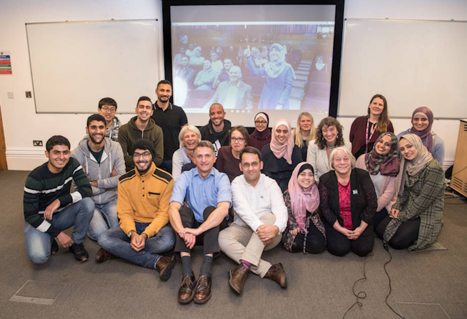 Islamic University of Gaza students with Sandra White MSP