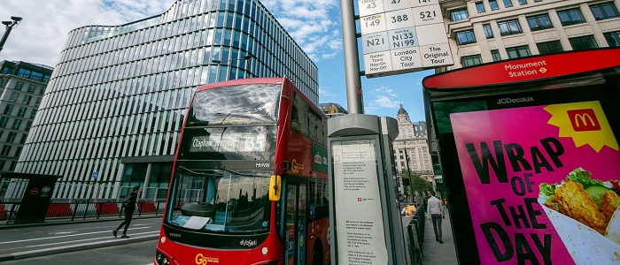 Picture of advertising hoarding at bus stop