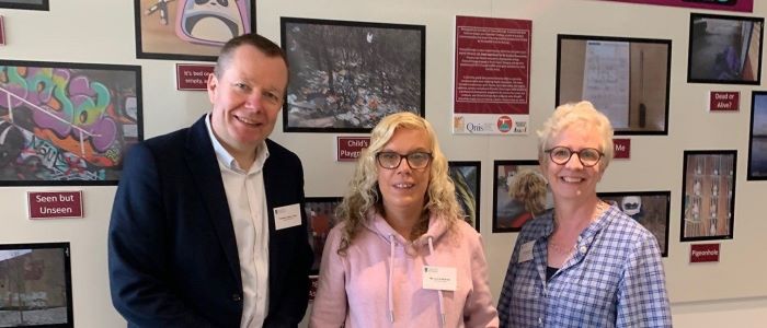 Photo of Jason Leitch, Leanne McBride and Clare Cable in the Clarice Pears Building