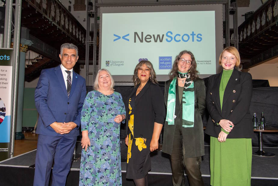 Sabir Zazai Maureen Chalmers Kaukab Stewart MSP Alison Phipps and Rachel Sandison at the New Scots Refugee Integration Strategy launch