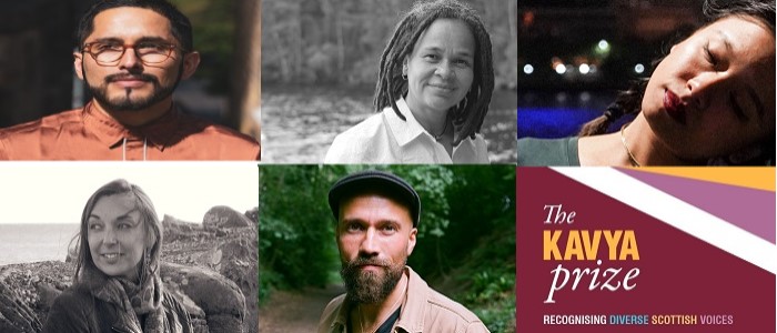 Top l to r: Andrés N. Ordorica; Amanda Thomson & Tim Tim Cheng. Bottom l to r: Lorraine Wilson; Arun Sood and Kavya Prize logo