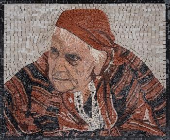 Mosaic of an aged woman