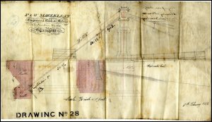 Image of one of 4 drawings of the Cavenagh Bridge, one of the oldest bridges in Singapore, in the P & W Maclellan collection, relating to the chains, anchorage and girders, 1868.  (GUAS Ref: UGD 153/16/1/2.  Copyright reserved.)