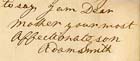 Signature from letter from Adam Smith to his mother (MS Gen 1035/127)
