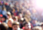 blurred crowd of people with a spotlight