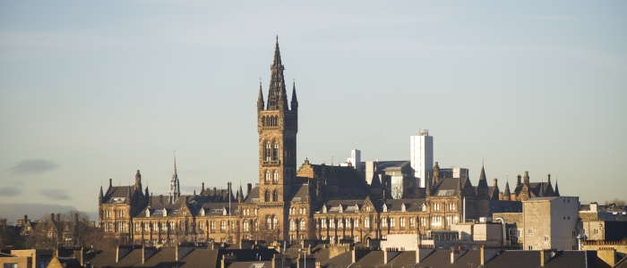 View of University main building from Kelvingrove park