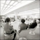 The first class lounge, the Queen's Room on Quarter Deck. 