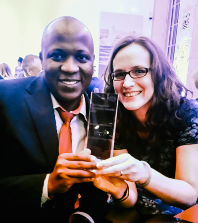 Katie Hampson and Maganga Sambo at the Guardian Awards