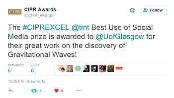 Image of the CIPR winning tweet