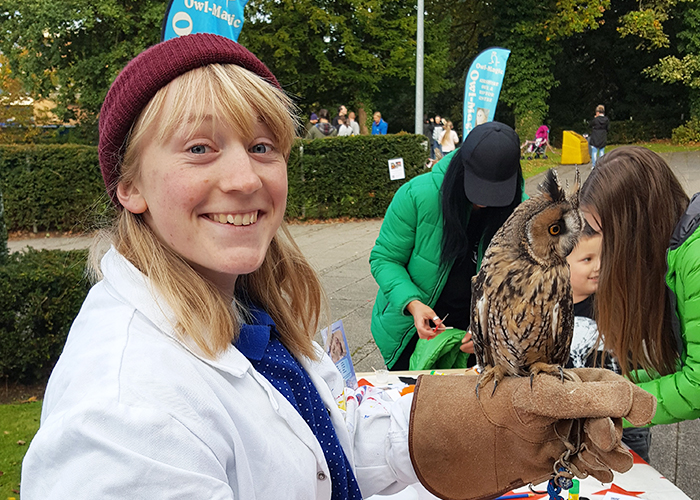 GSF staff holding an owl