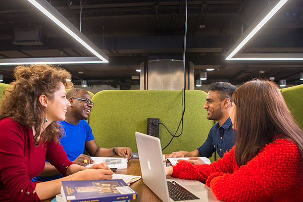 Students studying in the library