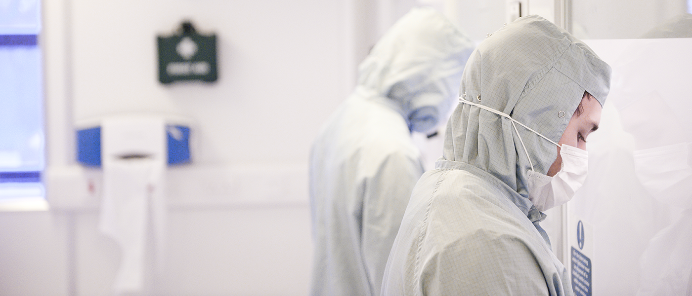 Engineers in cleansuits at the JWNC