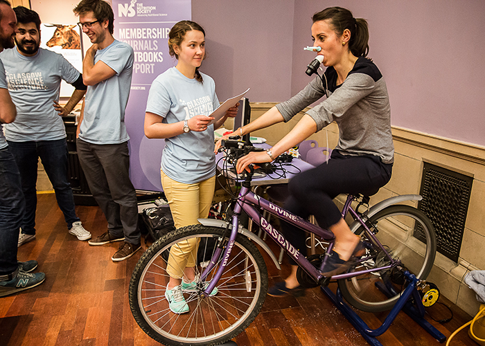 Health tests on an indoor bike.