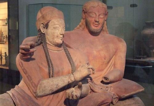 Couple reclining, ceramic burial sarcophagus, Cerveteri, Italy 520-510 BC. The Louvre