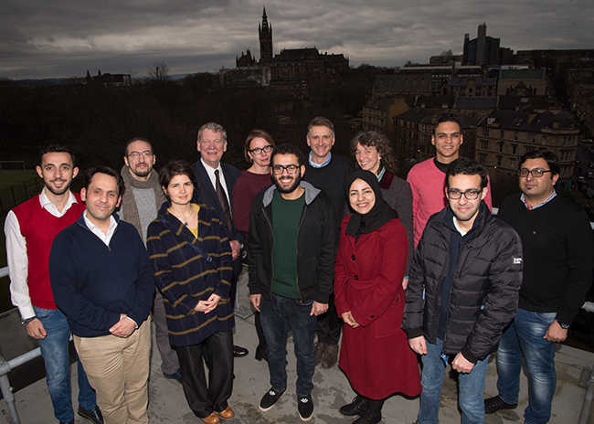 The largest single group of Palestinian students to take part in an exchange programme with a UK university have arrived in Glasgow.