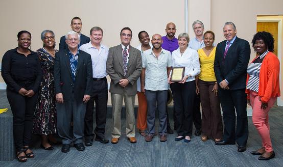 Photo of Sarah Cleaveland with St George's Admin Team at 2018 Mike Fisher Award ceremony