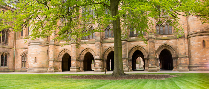 Photo of University of Glasgow cloisters, quadrangle and trees