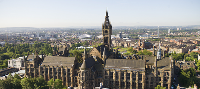 aerial view of University of Glasgow campus