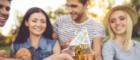 Group of young people drinking outdoors, 720x483px