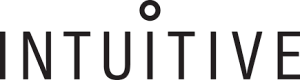 The Intuitive logo. The name intuitive in grey with a circle above the middle i