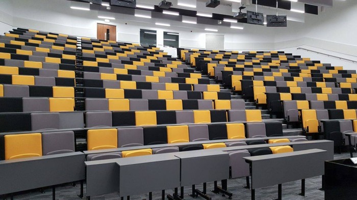 Raked lecture theatre with fixed seating