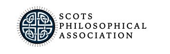 Logo: a round green seal with a complex white celtic knot, accompanied by text that reads 'Scots philosophical association'