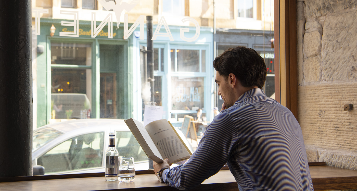 Eli Szydlo reading inside the Gannet (photo: University of Glasgow Photographic Unit)