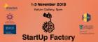 Start up factory event poster for event in November, with the Start-up factory and supporter logos