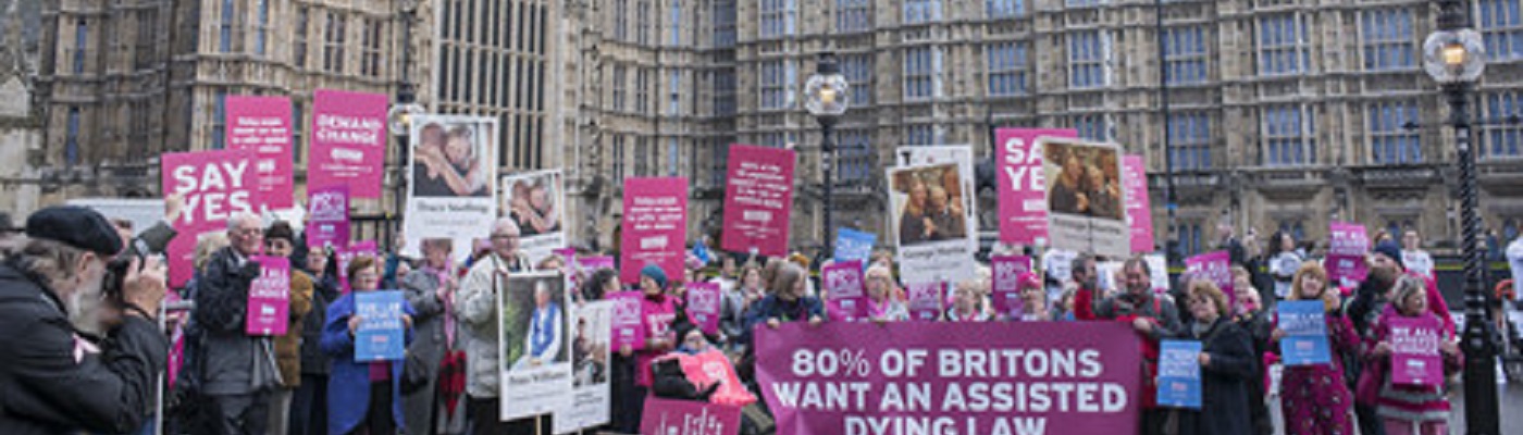 Campaigners outside Westminster - Assisted Dying