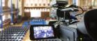 image of camera and empty bute hall