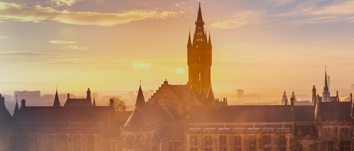 University tower in the sunset