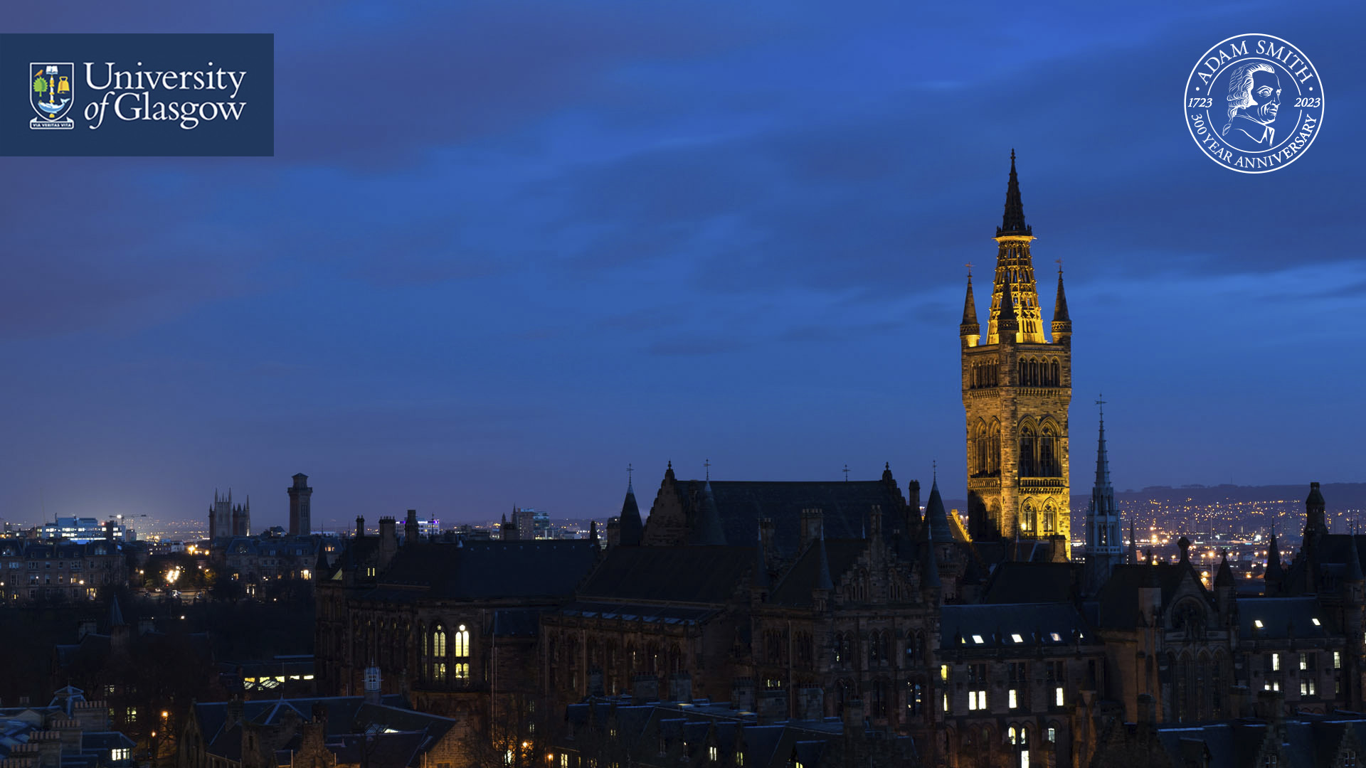 Adam Smith Tercentenary - Gilbert Scott Building at night