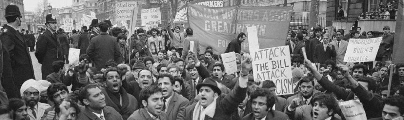 Black and white image of an anti racist protest