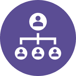 An organogram with a purple background