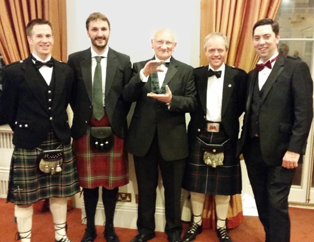 Michael Perreur-Lloyd, Ewan Fitzsimons, Harry Ward, David Robertson and Christian Killow with the 2016 Sir Arthur Clarke award for Space Achievement - Academic Study/Research