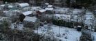 field of allotments covered in snow