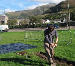 Excavation at Fort William with Ben Nevis in the background