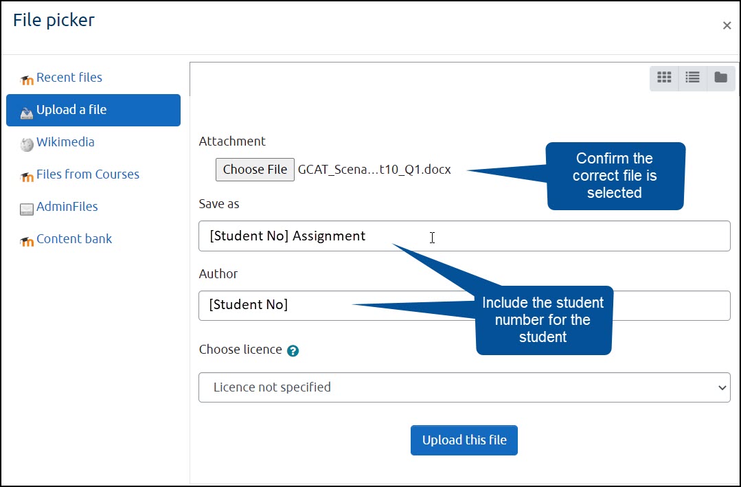 GUI Moodle Assignment Submission Details