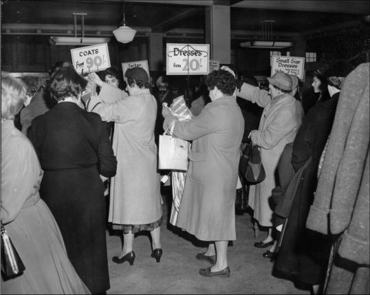 Photograph of the ladies section in the Clothing Department, c1961.  (GUAS Ref: HF 51/6/1/5/4 photo 1. Copyright reserved.)